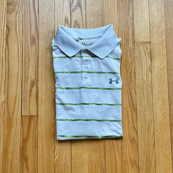 Under Armour Other - Under Armour Men’s Short Sleeve Heat Gear Polo Shirt Loose Large White Neon